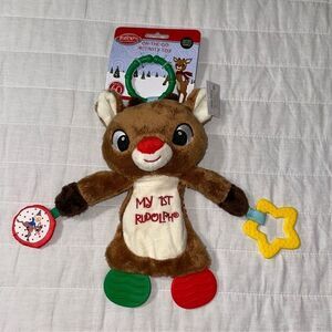 Rudolph The Red-Nosed Reindeer Plush Activity Toy Teether Rattle & Crinkle
